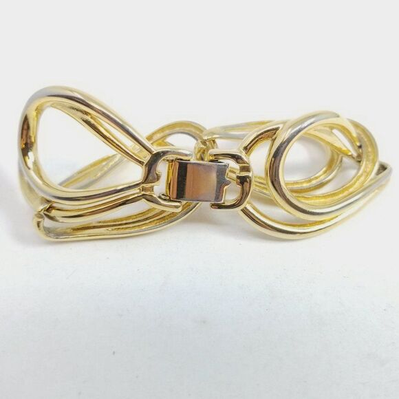 Vintage Chunky Gold Tone Chain Bracelet, Big Oval Shape Links, Retro 80s Style - Picture 2 of 5